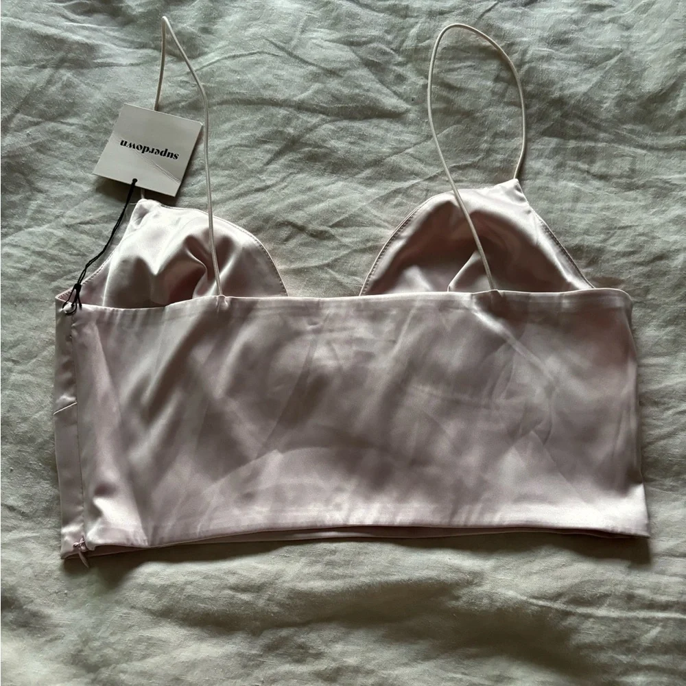 REVOLVE - Superdown light ballerina pink satin strappy crop tank top valentines - Picture 2 of 3